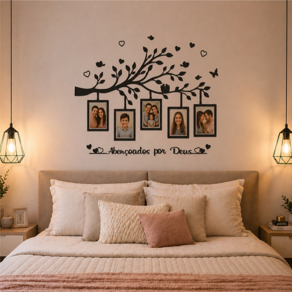 Kit Porta Retrato Arvore da Familia Quadro Decorativo para Sala e Quarto