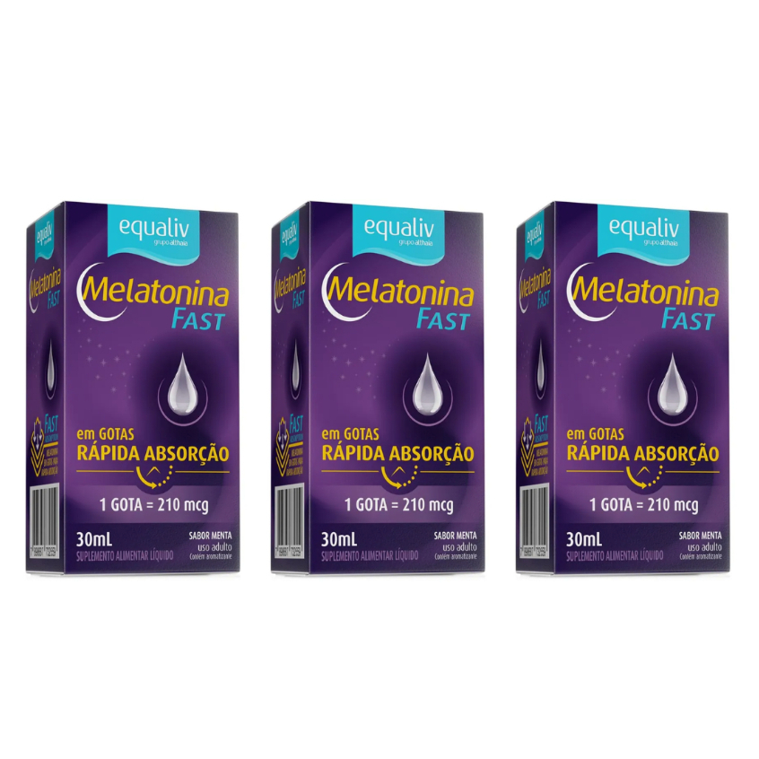Kit 3x Suplemento Equaliv Melatonina Fast Rápida Ação 30ml