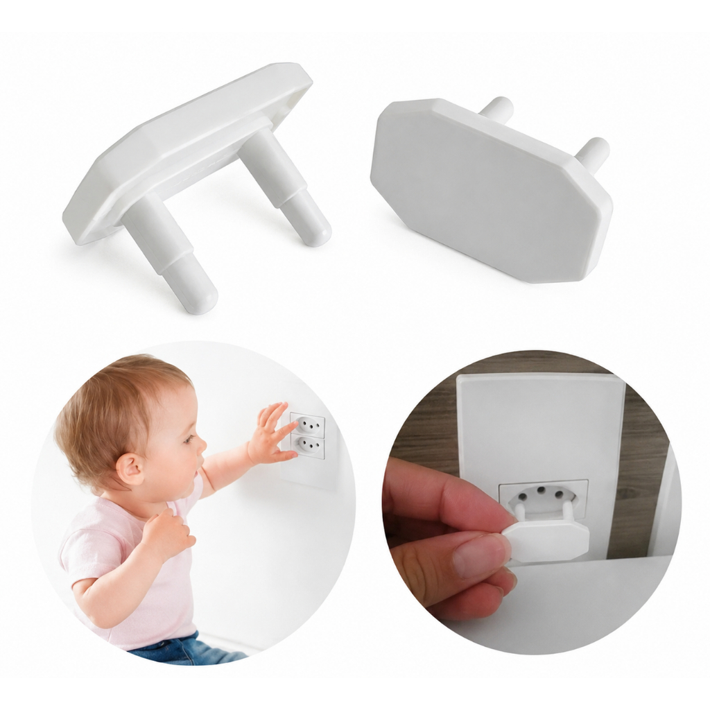 Kit 5/10/15/20/25  un Protetor de Tomada Segurança Bebê Criança Contra Choque Elétrico Infantil Pino
