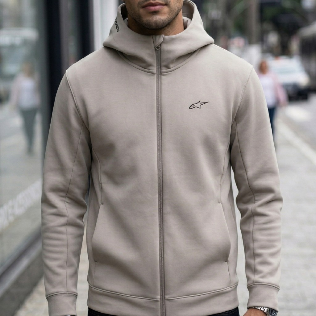 Jaqueta Moletom Alpinestars Cypher Cinza Claro Casaco Zíper, Blusa Frio, Casaco Masculino