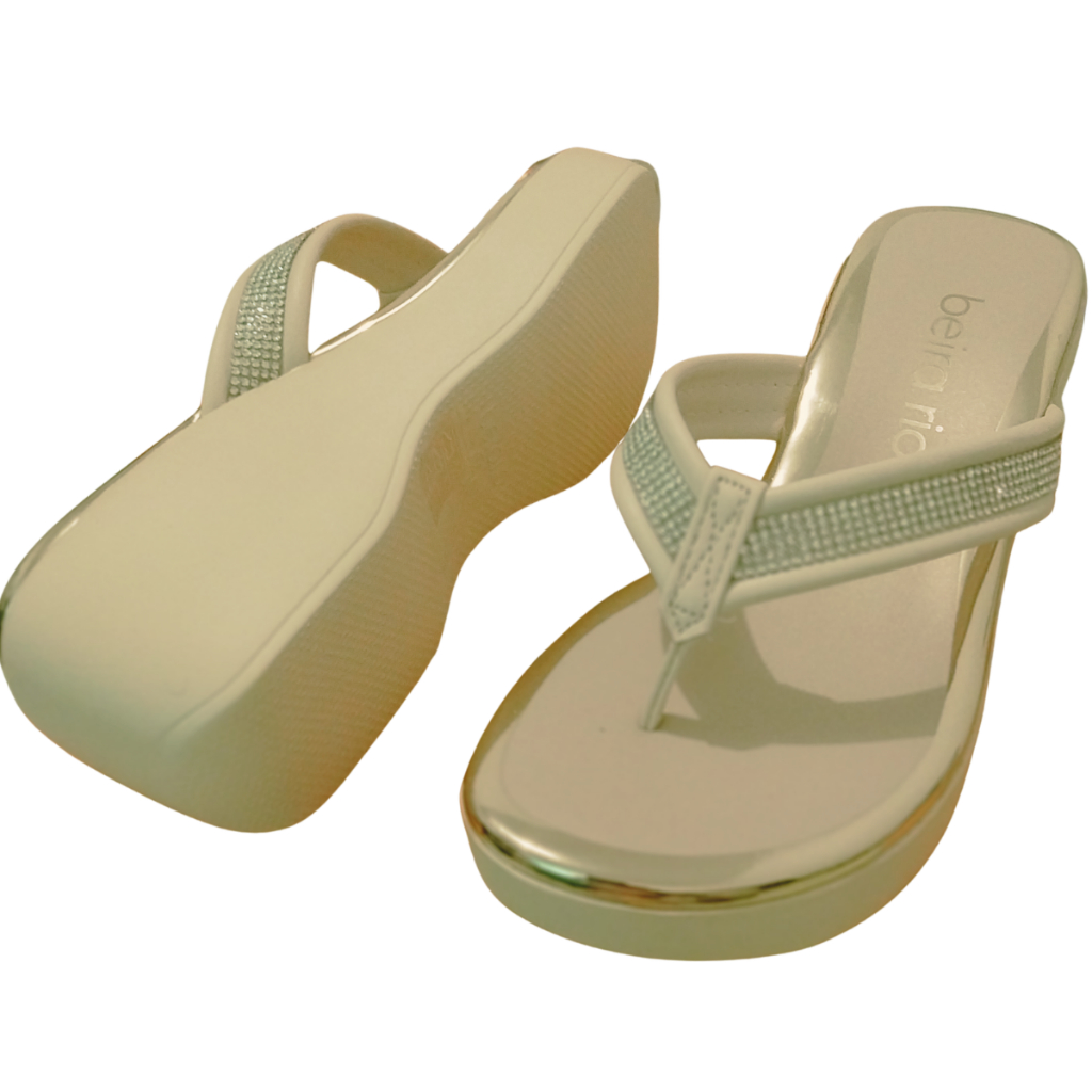 Tamanco Chinelo Anabela Salto Plataforma 6,5cm Beira Rio 8455.305 Esporao Fascite Antiderrapante