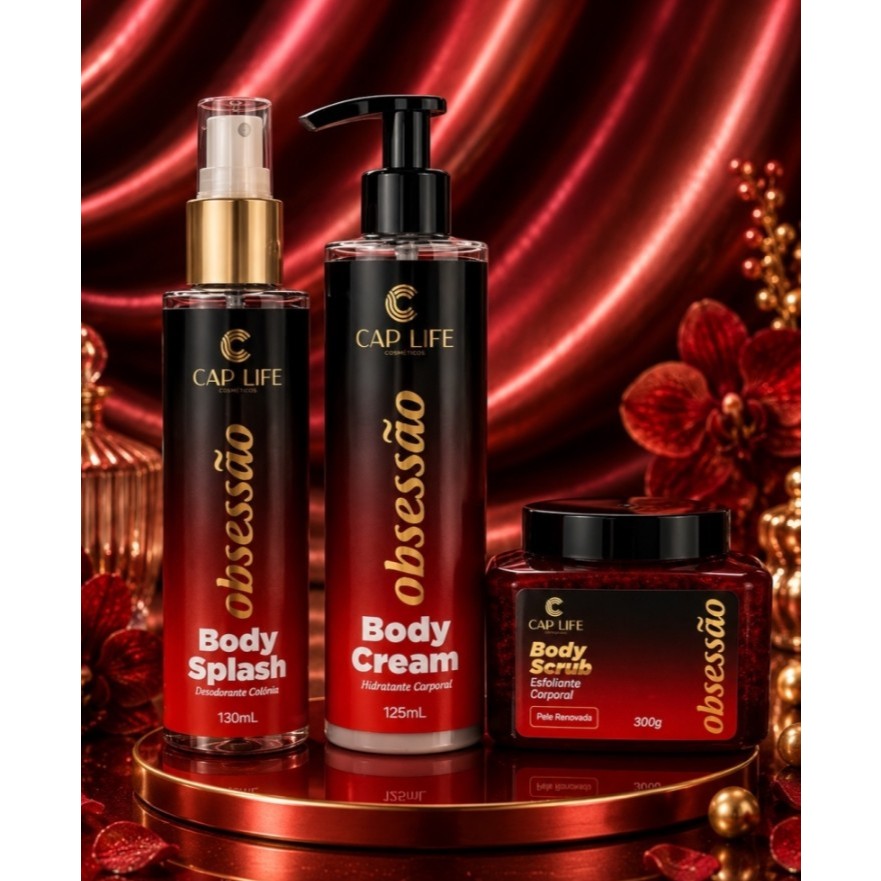 (Teste) [KIT 3UND] Body Splash + Body Cream + Body Scrub Obsessão - Caplife