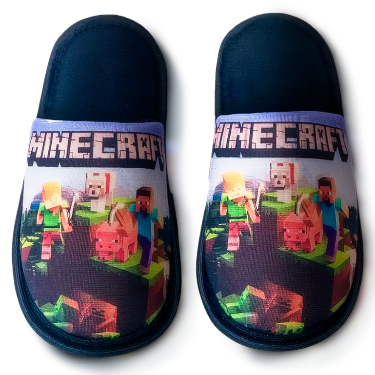Pantufa Infantil Unisex Minecraft Chinelo de Quarto Confortável Para Menino e Menina Gamer Solado EVA