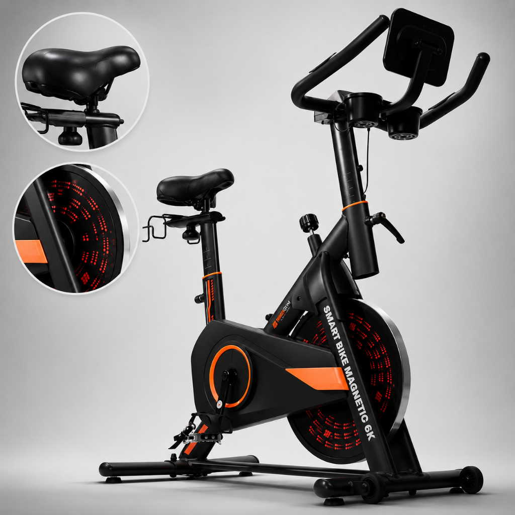 Bicicleta Spinning Ergométrica Com Roda De Inércia De 6kg Com Monitor Profissional Suporta 160kg