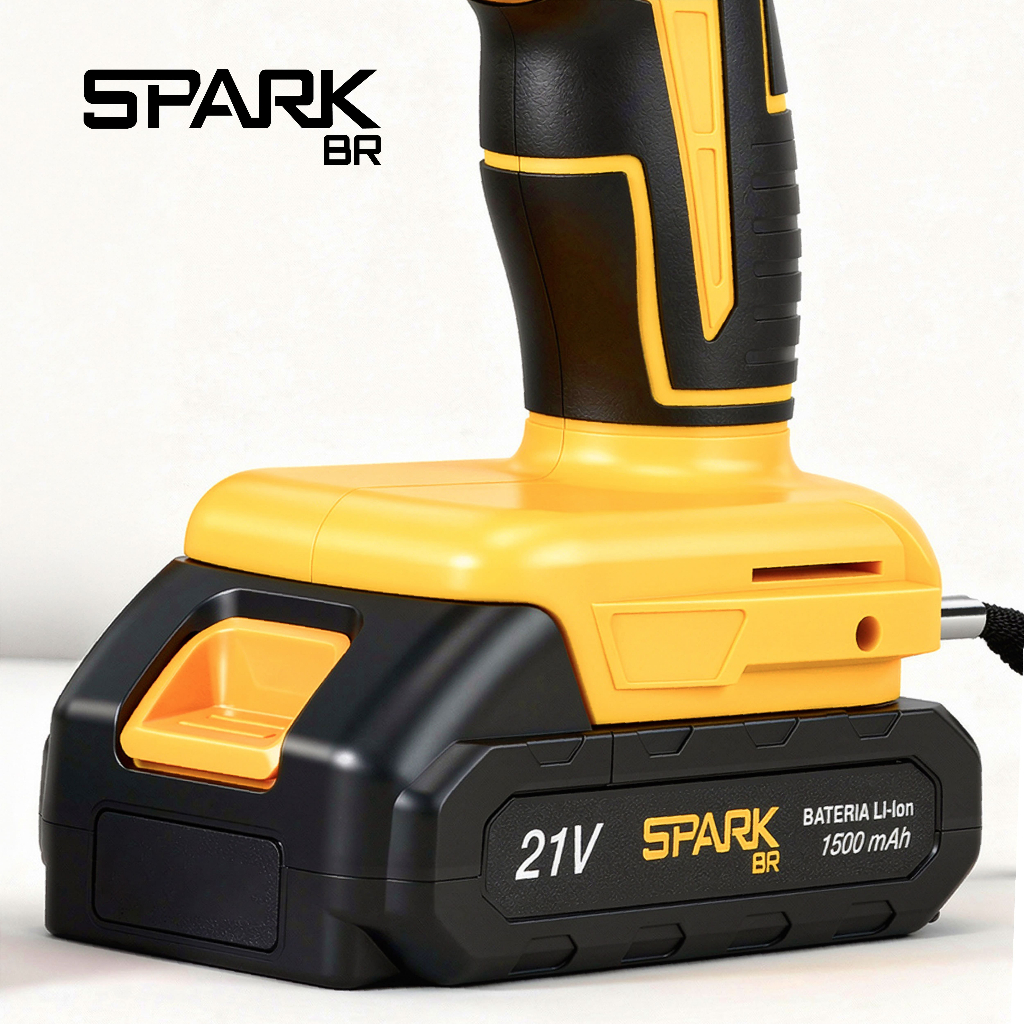 Parafusadeira Furadeira Sem Fio 21V 2 Baterias Bivolt Profissional Maleta Kit 26 Acessórios SparkBr — imagem 2 de 2
