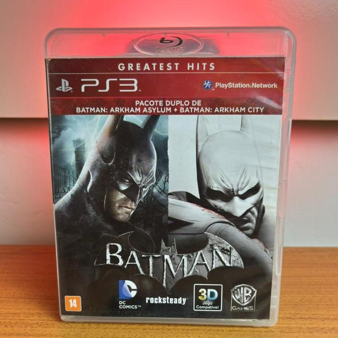 Jogo Batman Pacote Duplo Arkham Asylum + Arkham City 2 CDs PS3 Play 3 Midia Fisica CD Original