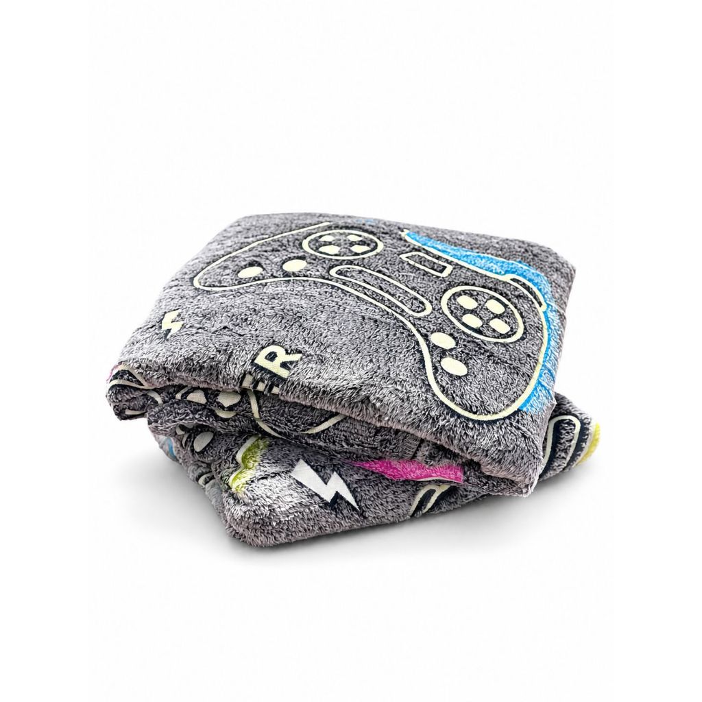 Cobertor Manta Infantil 2.00x1.50Mts Brilha No Escuro Solteiro Videogame Gamer Controle