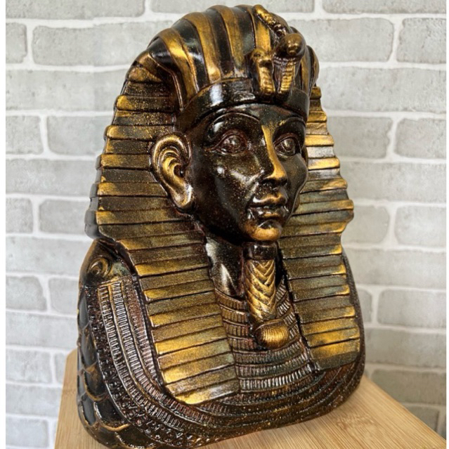 Estatueta Busto Faraó Tutankamón - Egito - Egípcio - Linha luxo ouro metálico | decoração Egito