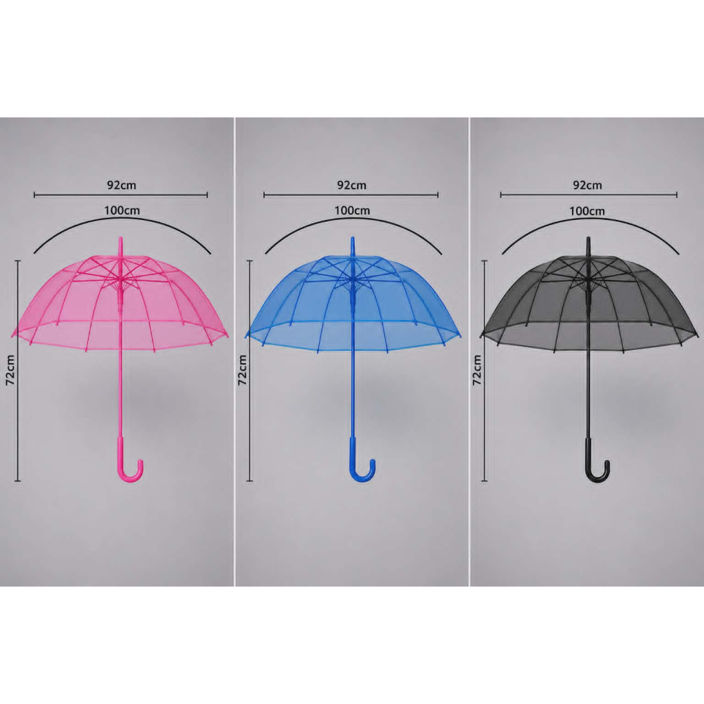 GUARDA CHUVA COLORIDO AZUL, ROSA E PRETO.