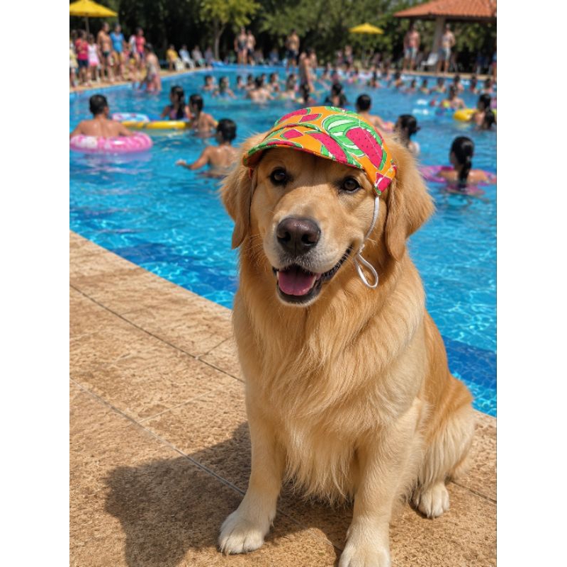 Boné Pet Viseira Melancia PP ao GG Cachorro Gato Verão Estiloso Moderno 100% Tricoline 🍉