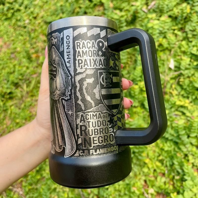 Caneca de Chopp em Aço Inox 710ml – Térmica com Arte 360o Gravada