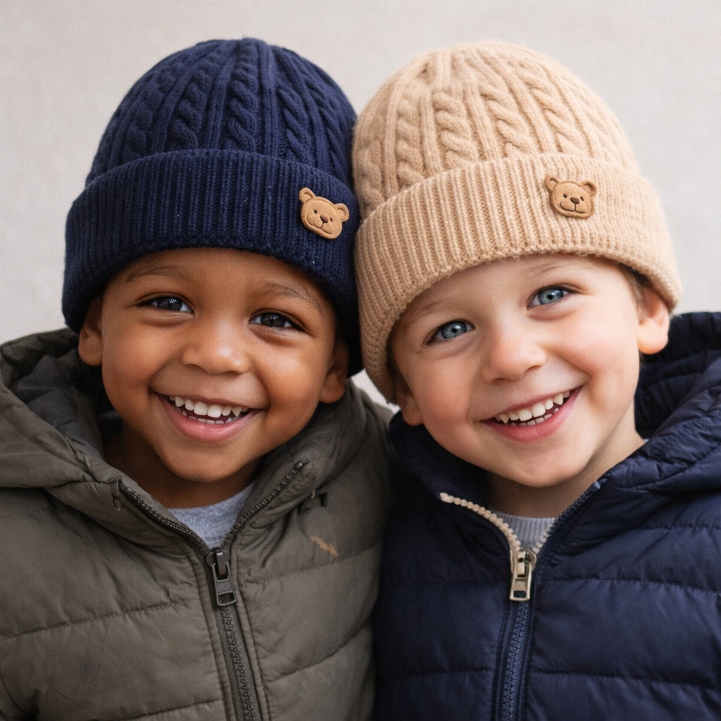 Touca Ursinho Frio Gorro Meninos 3-5 Anos Boina Menino Touca Forrada Acessório Infantil