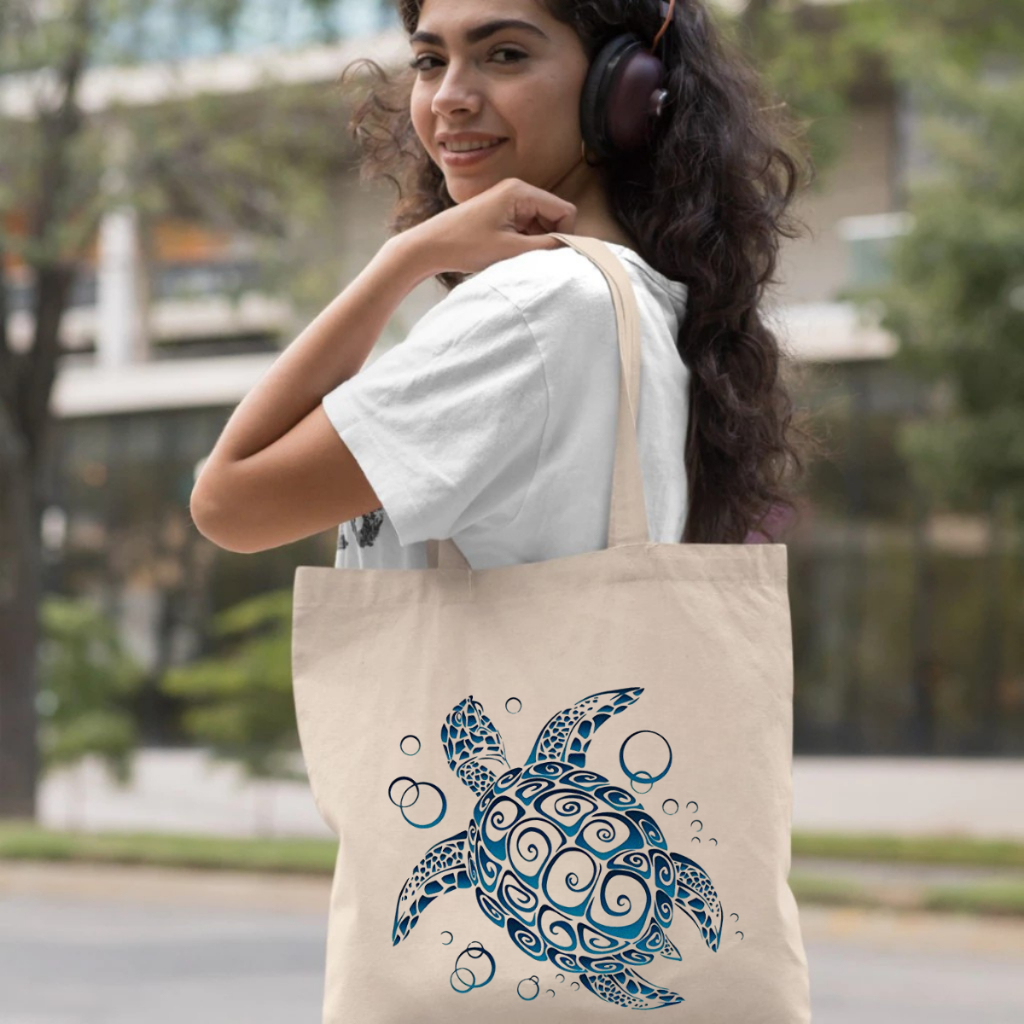 Bolsa Sacola Ecobag Algodão Cru Tartaruga Oceano - ecobag praia