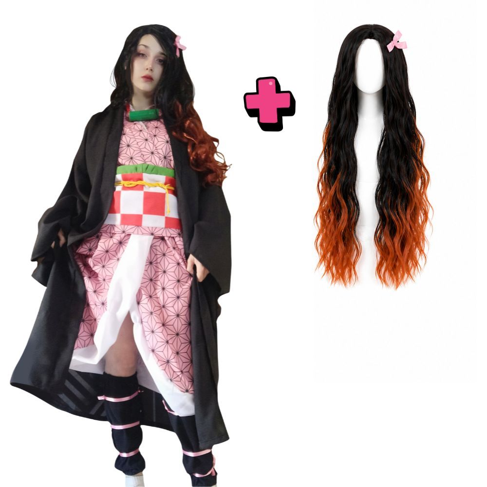Cosplay Fantasia Nezuko Kamado  Adulto Demon Slayer Kimetsu no Yaiba Completo + Peruca Pronta Entrega no Brasil