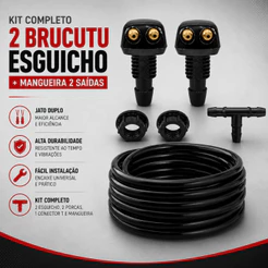 Kit 2 Brucutu Esguicho + Emenda T + 3 Metros de Mangueira 2 Saídas Universal Adaptação