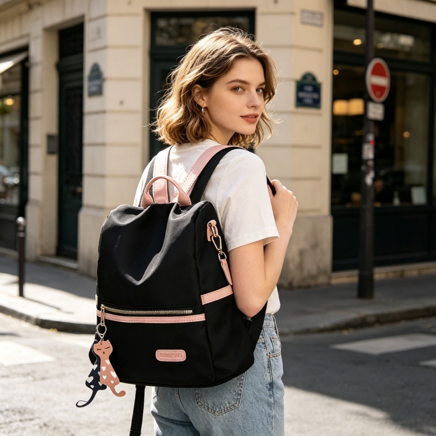 Mochila Unissex Oxford Grande Capacidade, Antifurto, Serve como Mochila e Bolsa de Ombro