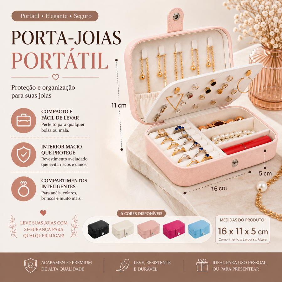 Porta Joias Multicamadas Viagem Portátil Organizador de Colar Brincos Anéis Pulseira