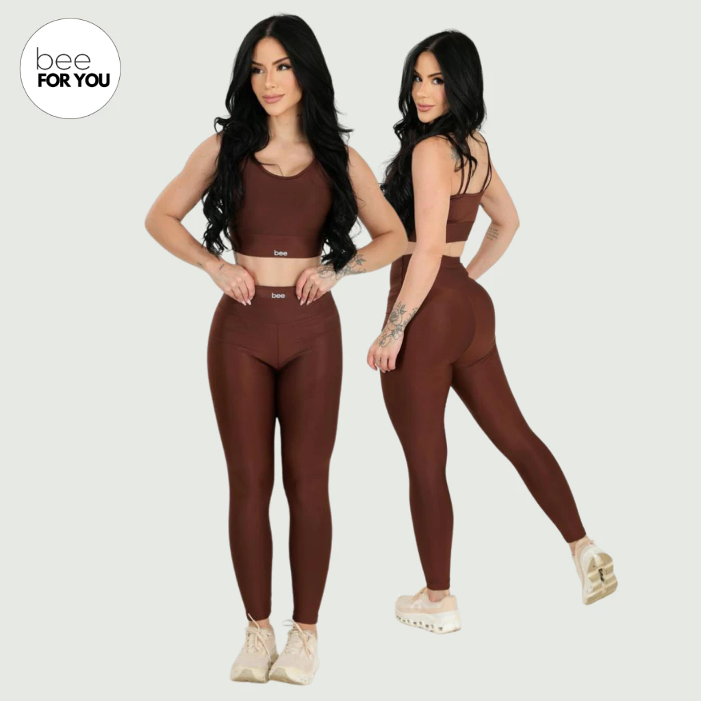 Roupa de Academia Calça Legging Cós Alto Top Feminino Treinar Treino Fitness — imagem 1