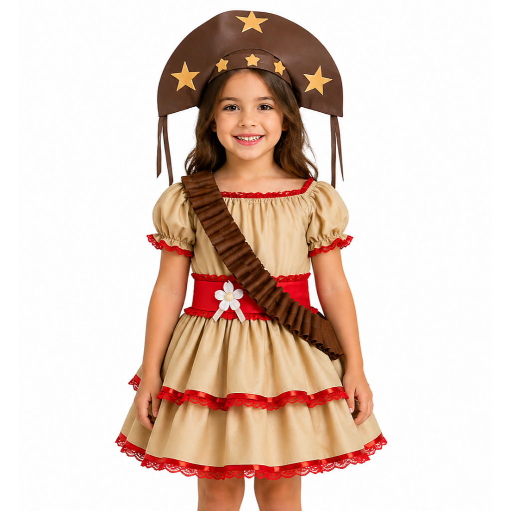 Vestido Maria Bonita Cangaceira Caipira Xadrez Infantil Criança Barato Maria Bonita festa Junina