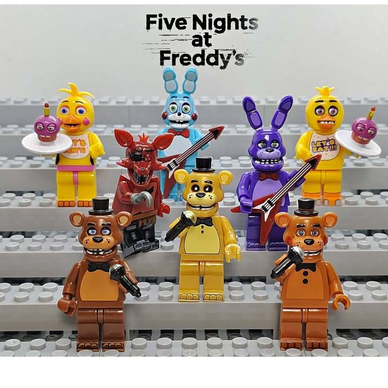 Bonecos Minifiguras FNAF Five Nights At Freddy's Freddy Bonnie Foxy Colecionáveis Geek