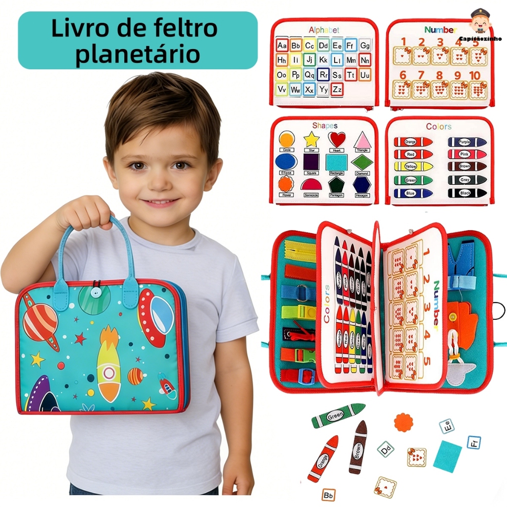 Montessori livros silenciosos para crianças, Soft Activity Busy Book,Felt Cloth Book, Toy Viagem sensorial com atividade