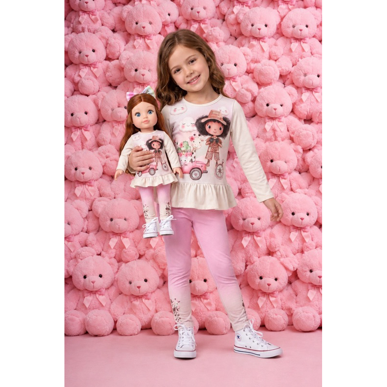 Conjunto Safari, Conjunto de Menina, Roupa para Menina, Conjunto de Frio Infantil, Conjunto Feminino, Boneca, Menina