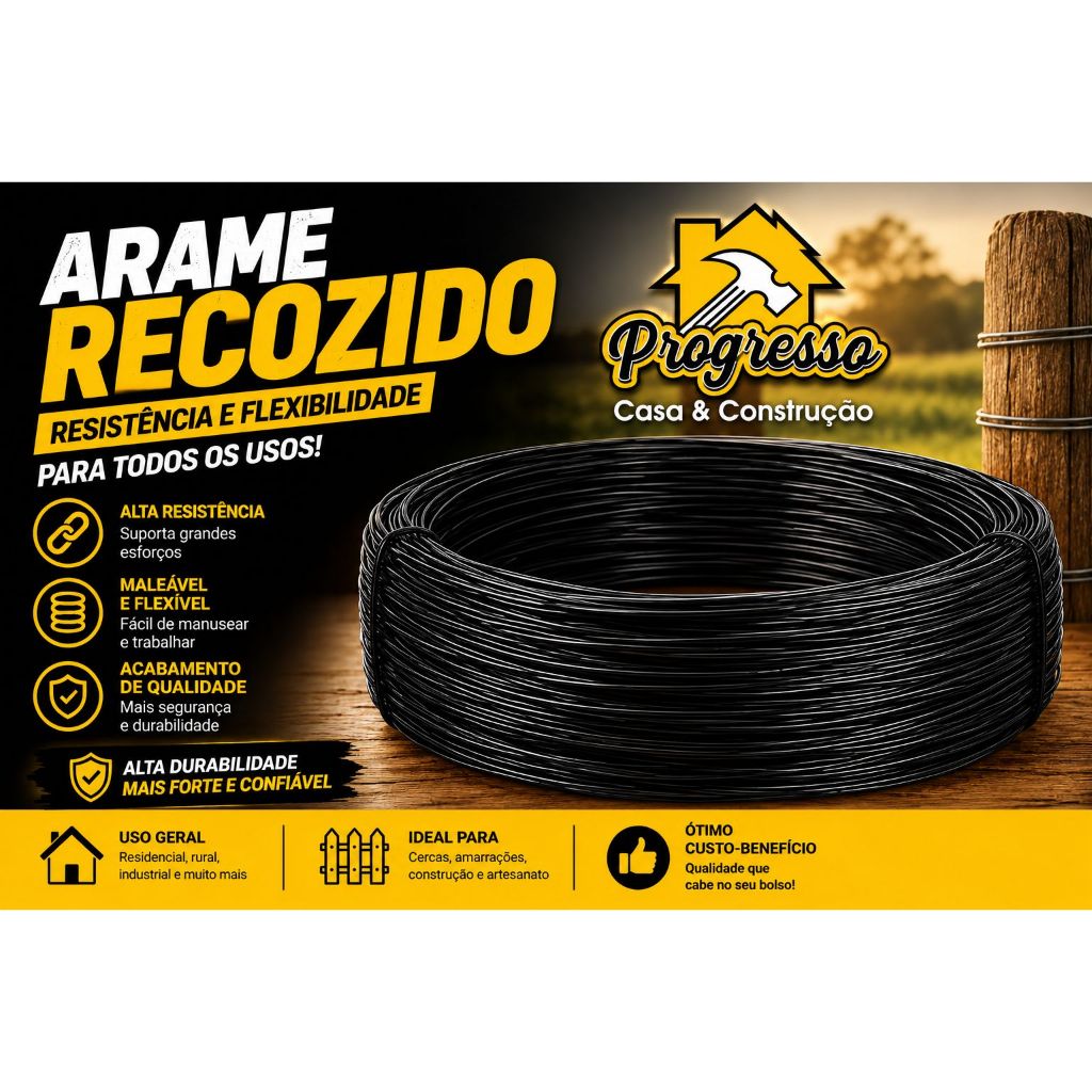 Arame Recozido 1kg Flexível Resistente Para Amarração Construção e Artesanato