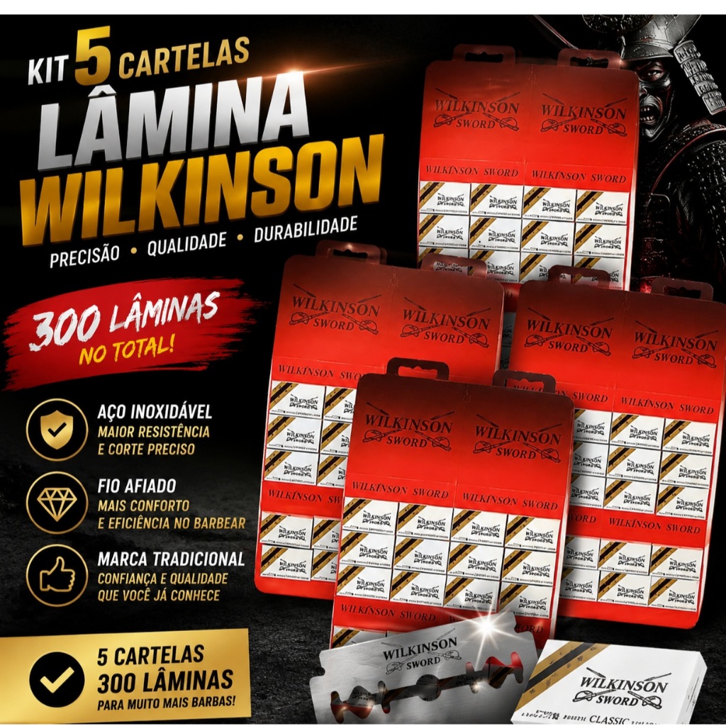 Kit 5 Cartelas Lâminas Wilkinson Sword Com 60 Lâminas Cada - 300 Lâminas