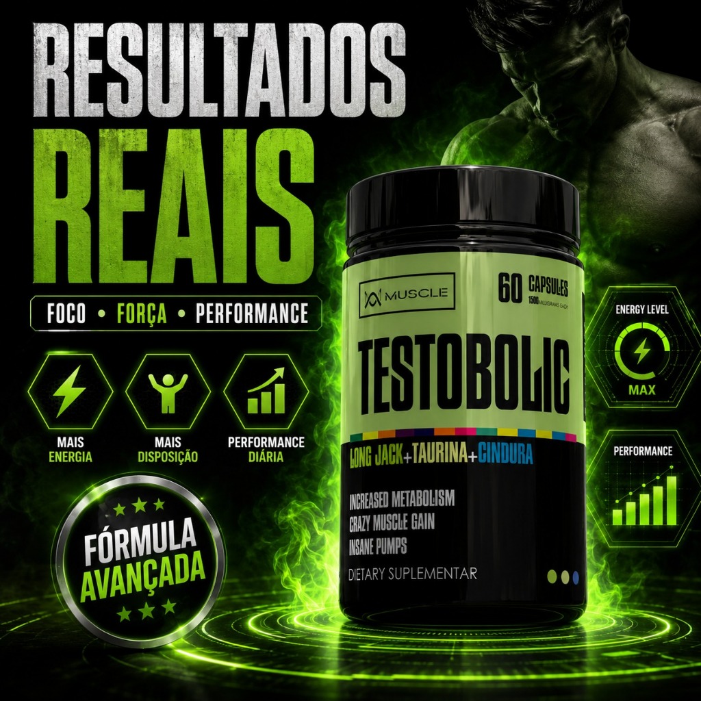 Testobolic Suplemento Academia Ganho de massa 60caps Muscle