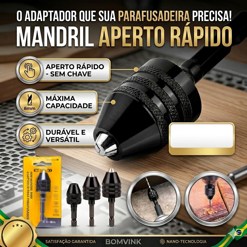 Mini Mandril Aperto Rápido 6-8mm Adaptador Parafusadeira, Parafusadeira de Impacto