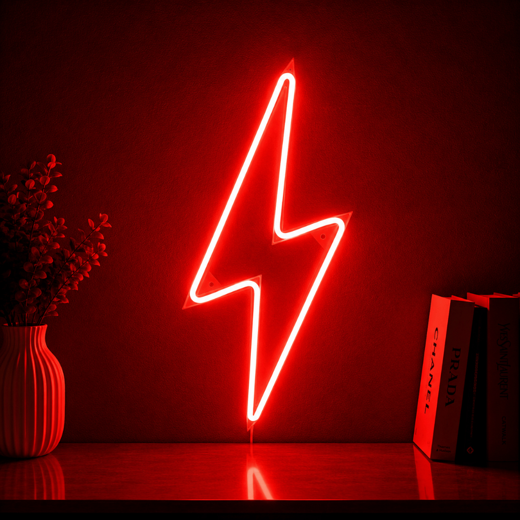 Luminária Led Neon Raio 34 Cm Bivolt Letreiro Decoração Academia Balada Festa Luz Parede
