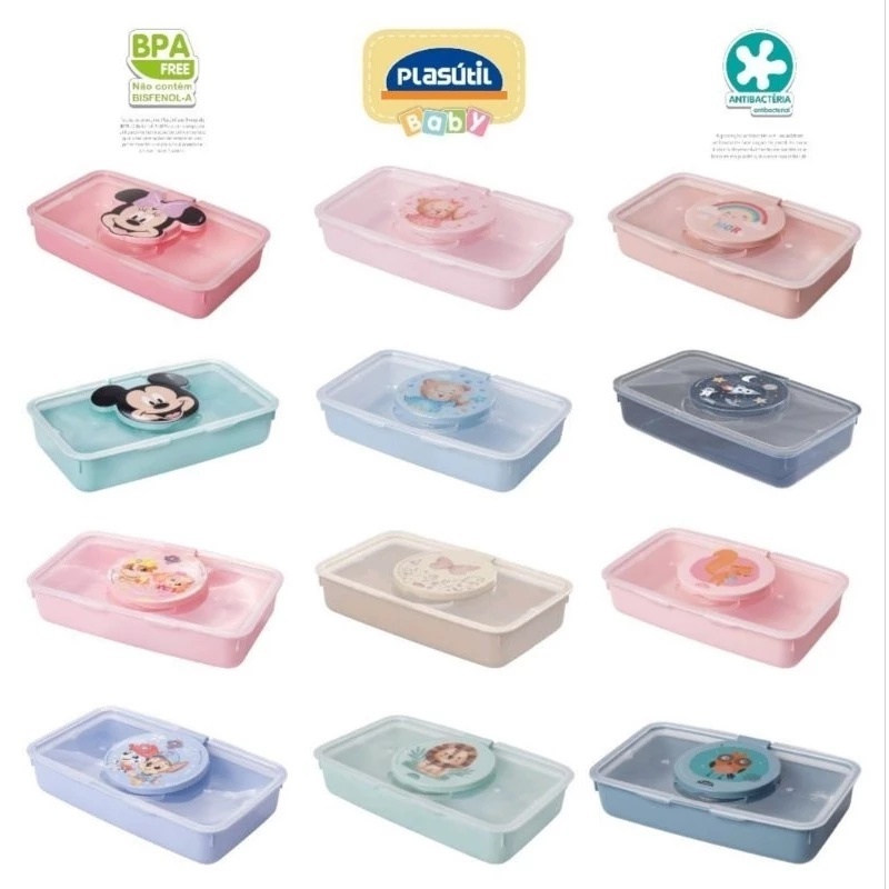 Porta lenço UMIDECIDO Minnie e Mickey Patrulha canina- rosa-azul-bebê enxoval- PLASUTIL