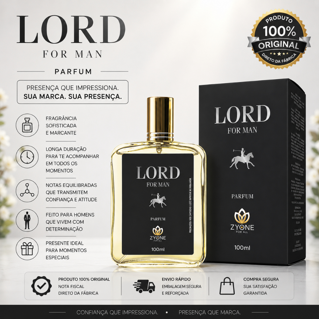 Perfume Lord Masculino Zyone Alta Fixação 25% de Essência Importada Parfum
