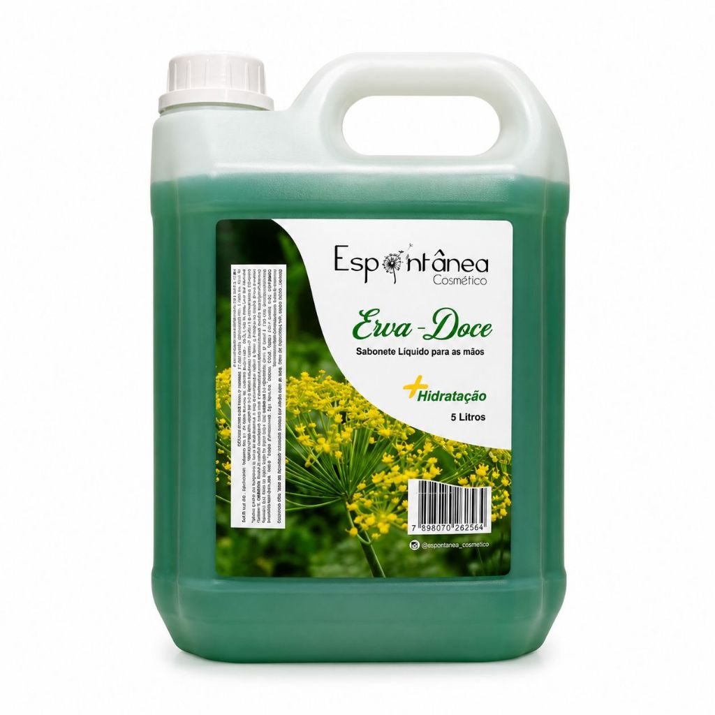 Sabonete Líquido Erva Doce 5L Cremoso Hidratante Para Mãos Galão Limpeza Profunda Aloe Vera Premium.