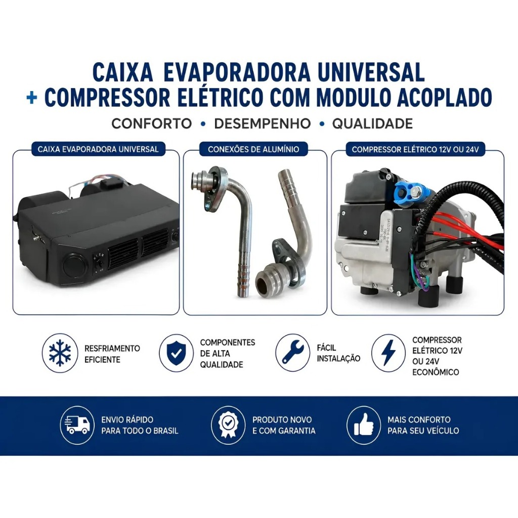 Caixa Evaporadora Ar Condicionado + Compressor Elétrico 12v