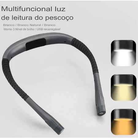 Lanterna Flexível Pescoço Lâmpada Luz Leitura USB Recarregável Portátil ref: 150s