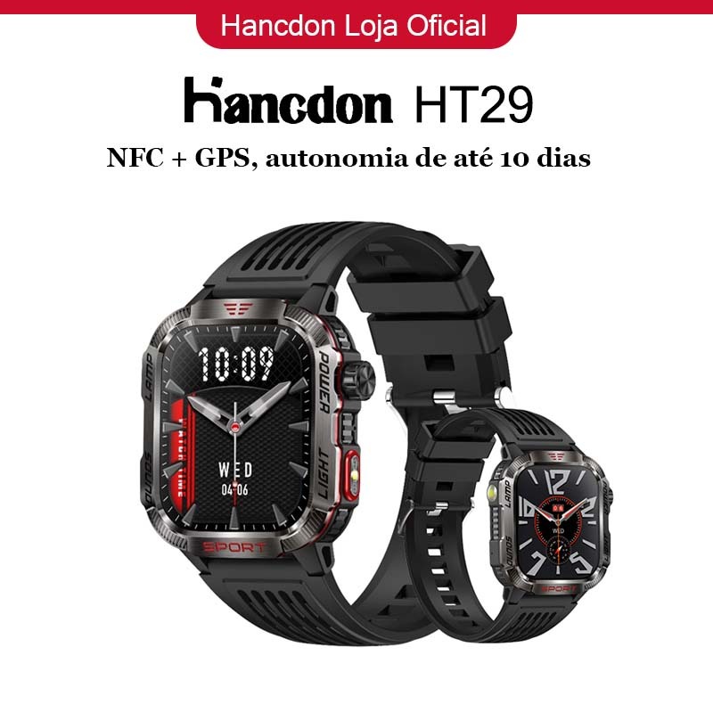 Smartwatch Hancdon HT29 2, 01‘’ Relógio inteligente esportivo Localização por GPS Modo multi-esporte IP68 impermeável