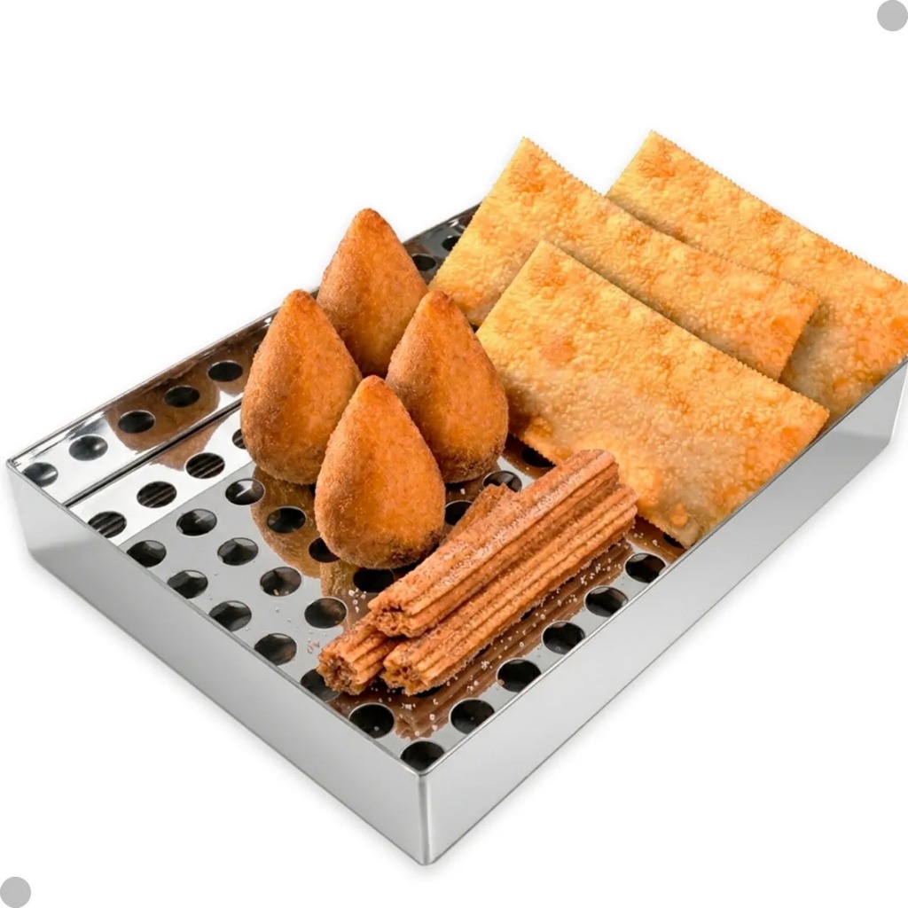 Escorredor De Batata Pastel Salgados Coxinha 35x25cm Em Inox