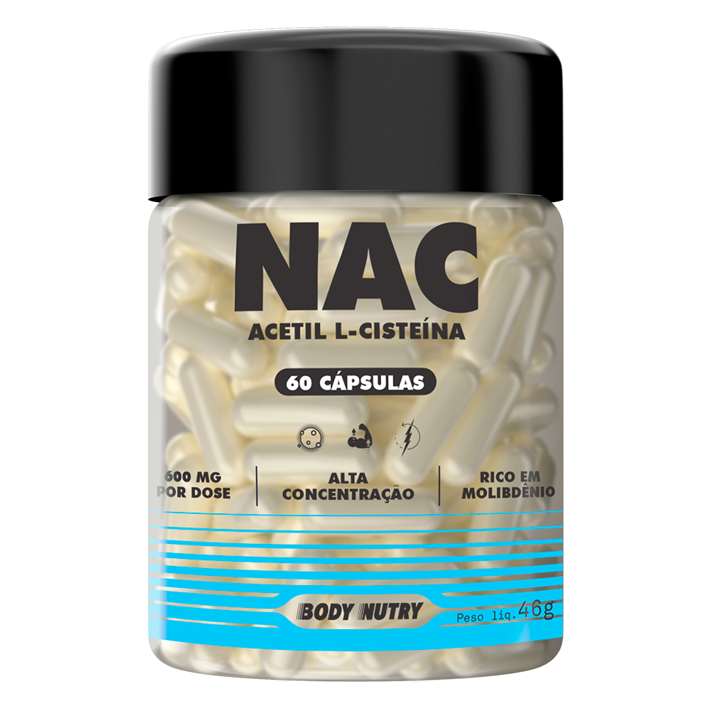 NAC 60 Cápsulas Saúde Respiratória N-Acetil Cisteina 600mg + Selênio e Molibdênio | 2 Meses de Uso