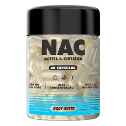 NAC 60 Cápsulas N-Acetil Cisteina 600mg + Selênio e Molibdênio| 2 Meses de Uso - Body Nutry