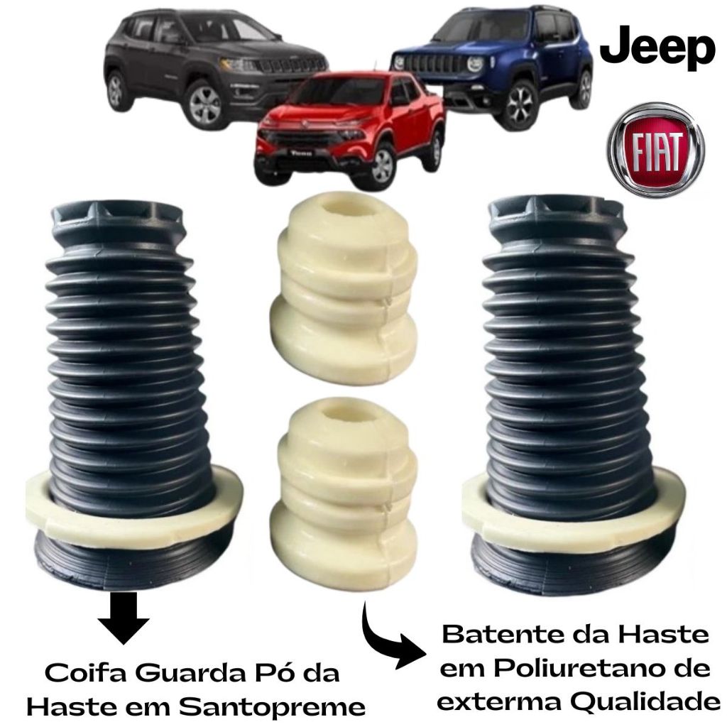 Kit Batente e Coifa do Amortecedor Dianteiro Fiat Toro 2016 diante Jeep Renegade 2015 diante Jeep Compass 2016 diante