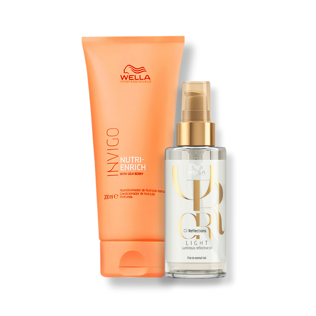Kit Wella Invigo Nutri-Enrich Condicionador 200ml + Oil Reflections Light 100ml