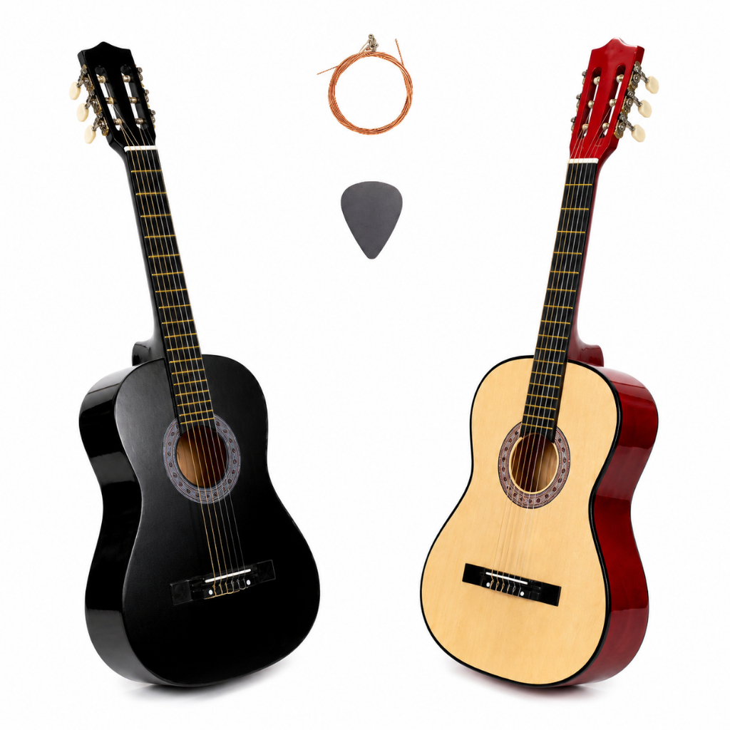 Violão Musical Para Iniciantes Acústico Konig Preto Natural Com Palheta Corda Nylon