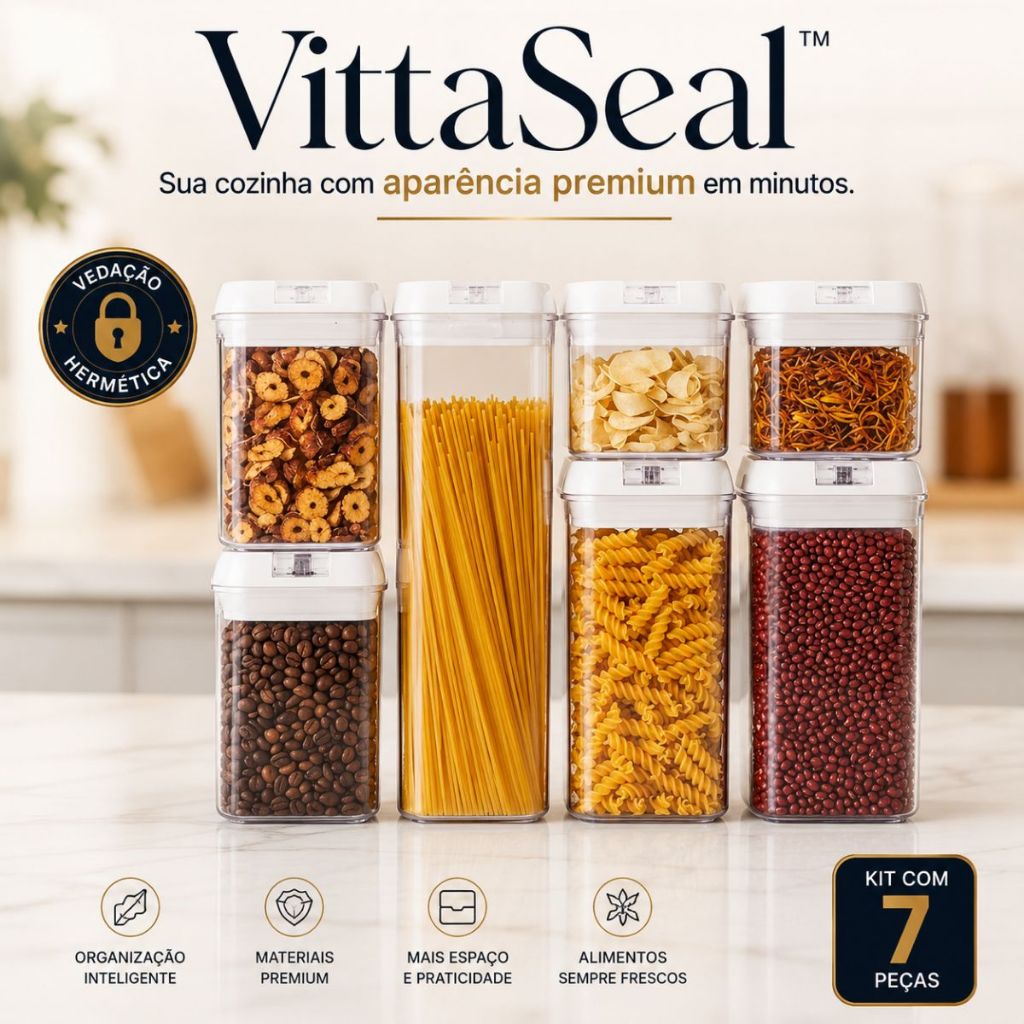 Kit 3 e 7 Potes Herméticos Acrílico Transparente Multiuso Vedação 100% Segura Organizadores Cozinha