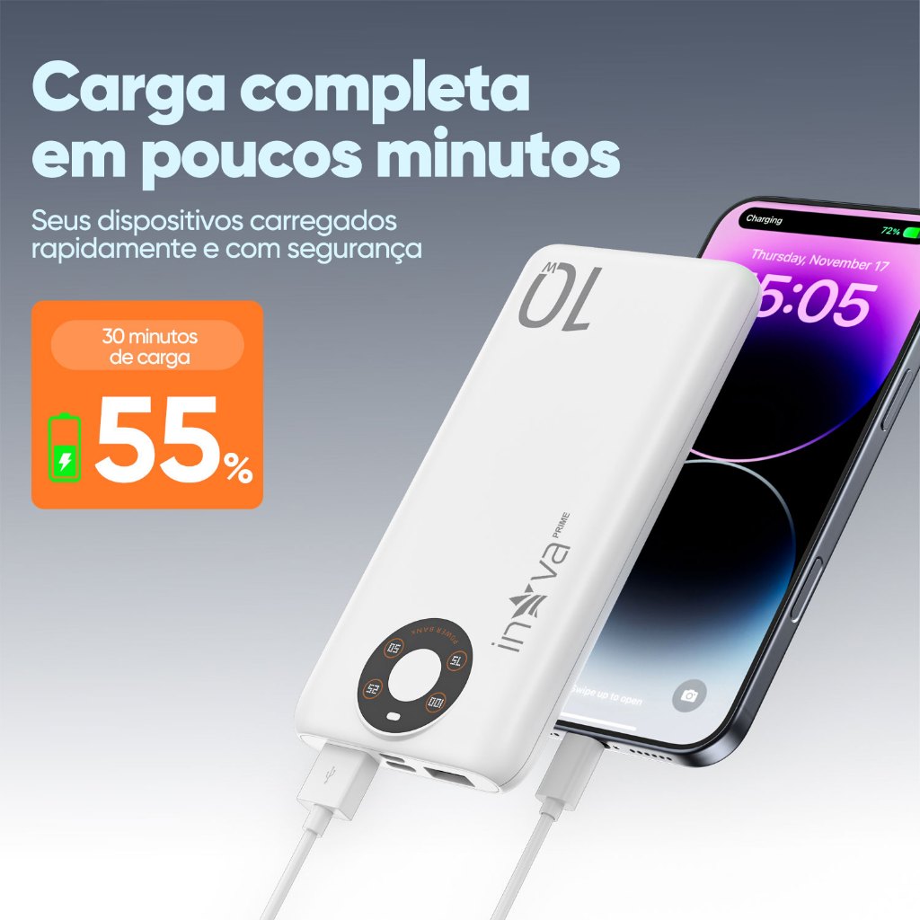 INOVA Carregador Portátil Bateria Power Bank 20000mah grande capacidade mah turbo 22.5W Carregamento super rápido