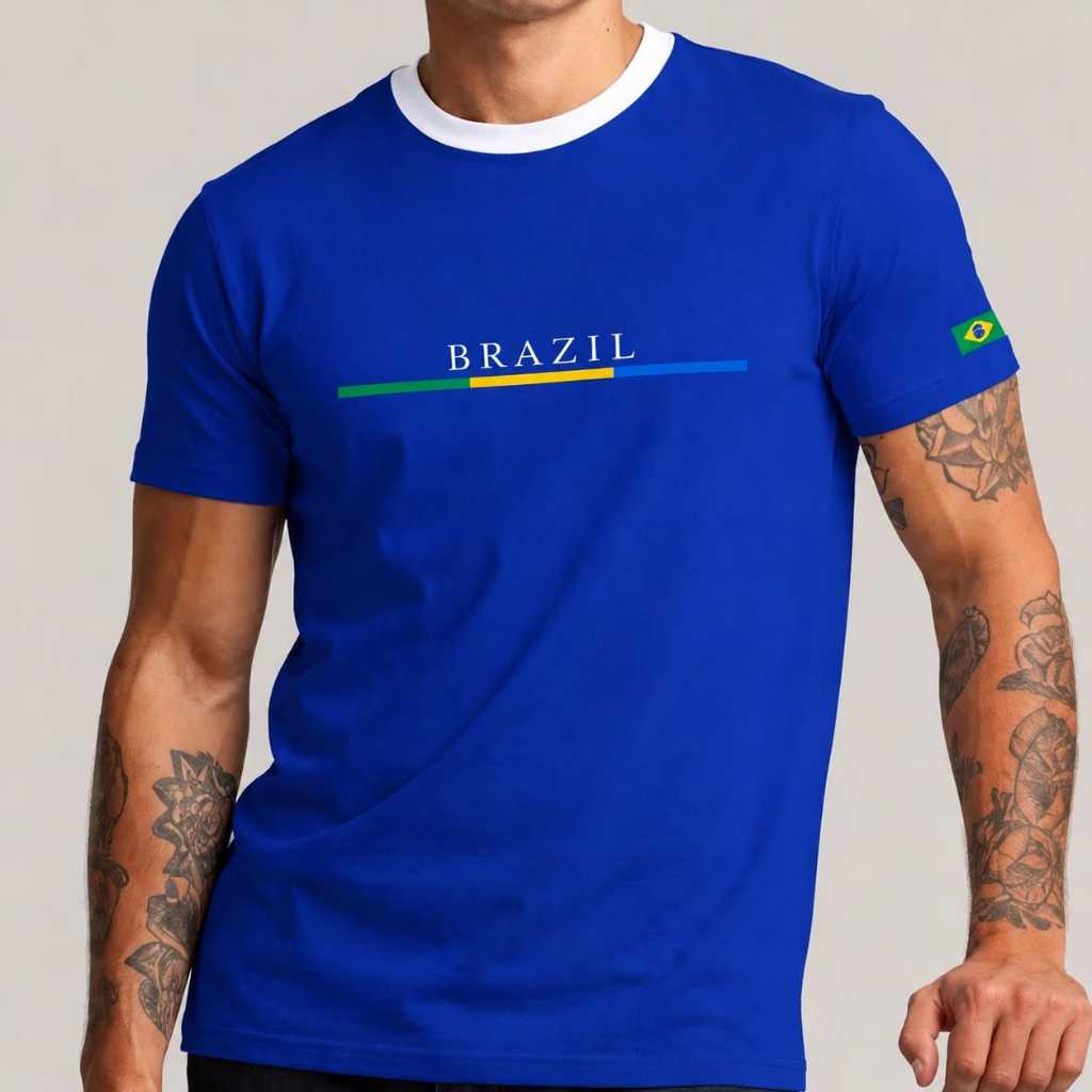 Camiseta Brasil Copa do Mundo Tecido 100% Algodão Leve e Confortável Várias Cores