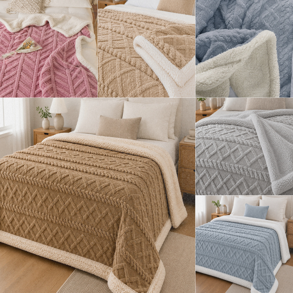 Cobertor Manta Casal Queen Sherpa Edredrom Pele de Carneiro 2,40m x 2,20m para o Frio Toqu...