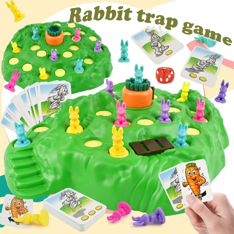 Jogo de Tabuleiro Armadilha Coelho Cenoura Interativo Família Estratégia Educativo Brinquedo Presente
