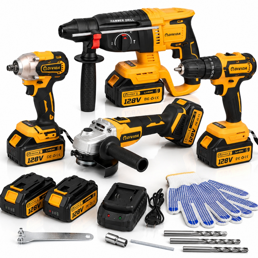 Kit Ferramentas Elétricas Bateria 48V Conjunto 4 Peças Profissional