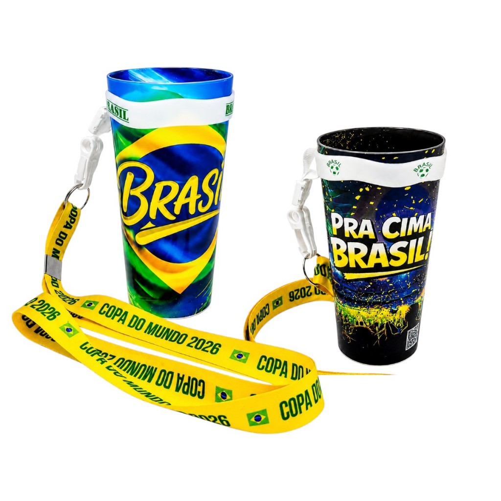 COPO OFICIAL BRASIL 400ML COM TIRANTE DE PESCOÇO | COPA DO MUNDO 2026